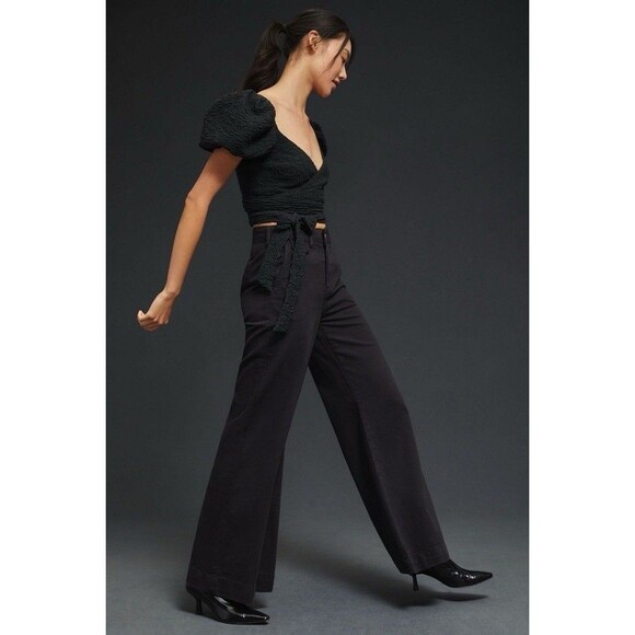 Wide Leg High-Rise Jeans Pilcro by Anthropologie Black Pants Size 34 Tall NWT - Picture 6 of 16